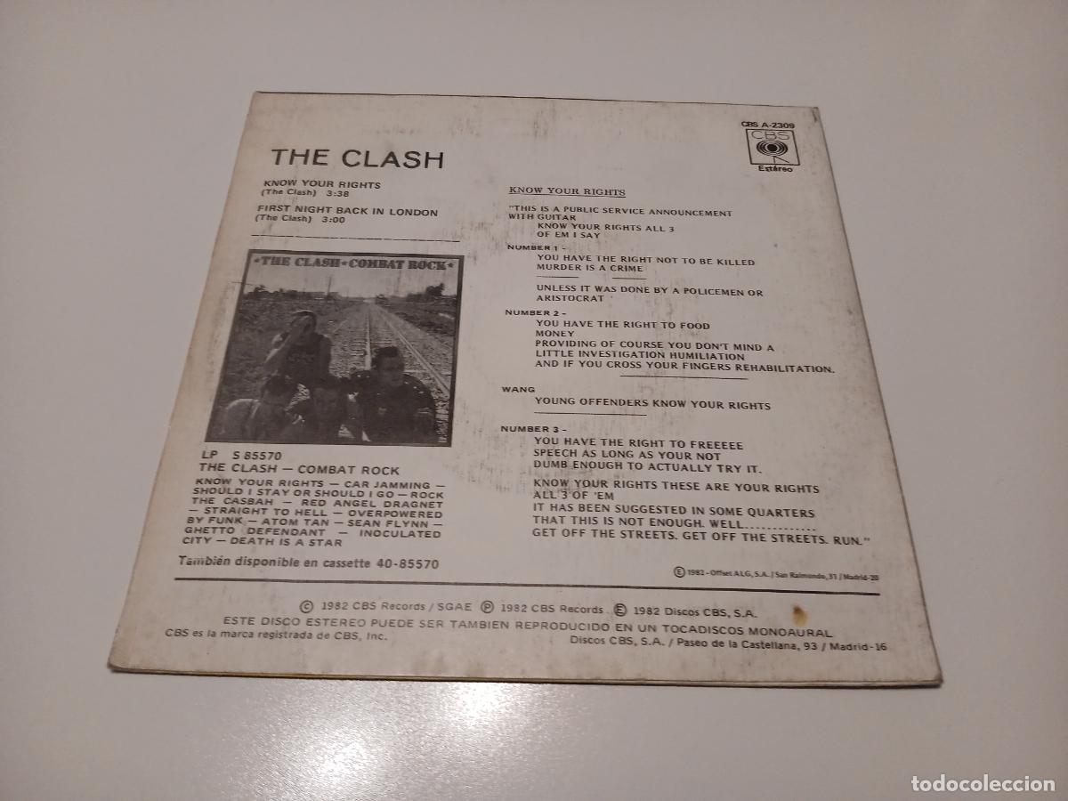 Discos de vinilo: The Clash &ndash; Know Your Rights- (1982) single 7&rdquo; - Foto 5