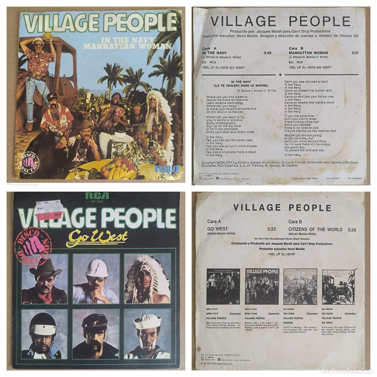 Discos de vinilo: VILLAGE PEOPLE - Lote 2 Singles - Foto 1