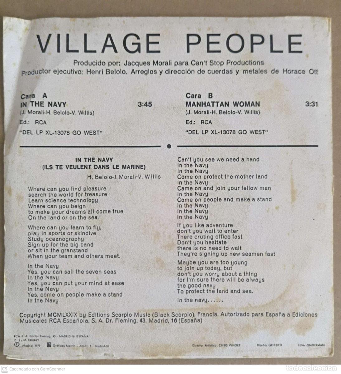 Discos de vinilo: VILLAGE PEOPLE - Lote 2 Singles - Foto 3