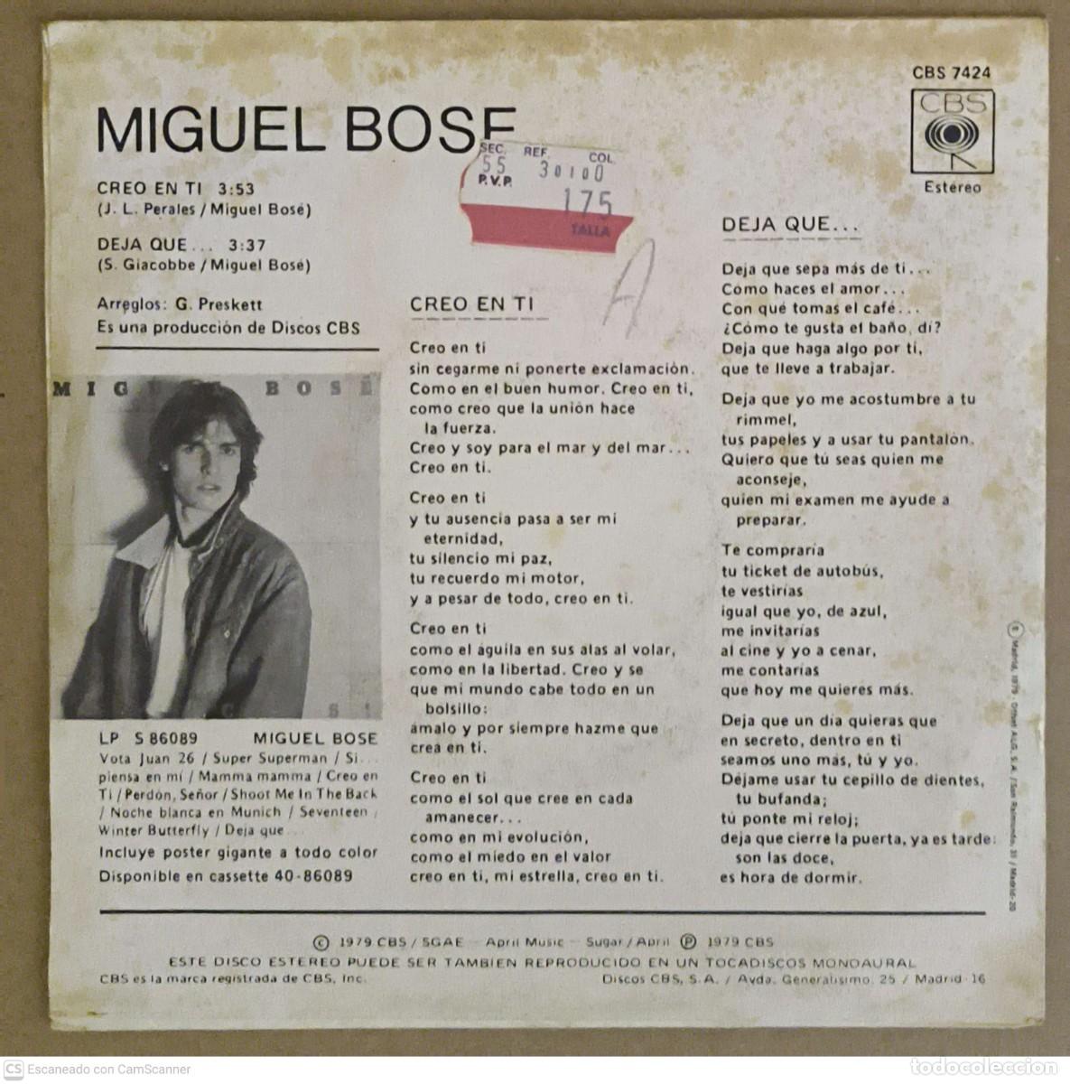 Discos de vinilo: MIGUEL BOSE - Lote 2 Singles - Foto 3
