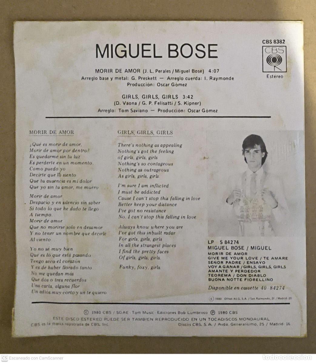 Discos de vinilo: MIGUEL BOSE - Lote 2 Singles - Foto 6
