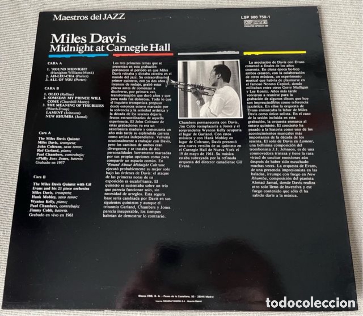 Discos de vinilo: Vinilo LP Miles Davis - Midnight at Carnegie Hall - Foto 2