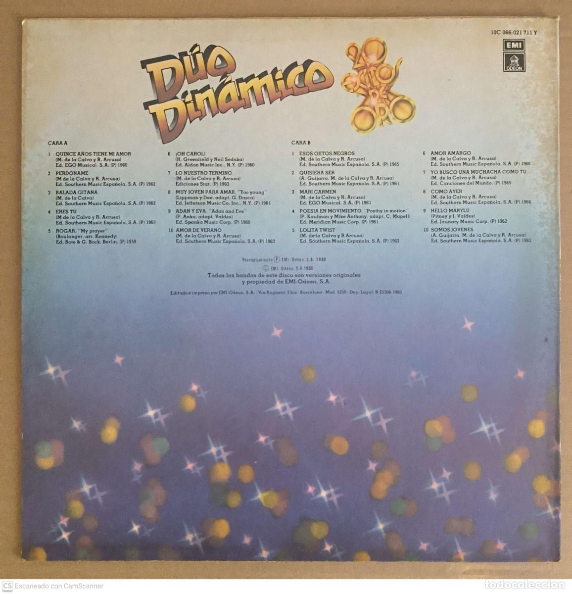 Discos de vinilo: DUO DINAMICO (20 EXITOS DE ORO) LP 1980 - Foto 2