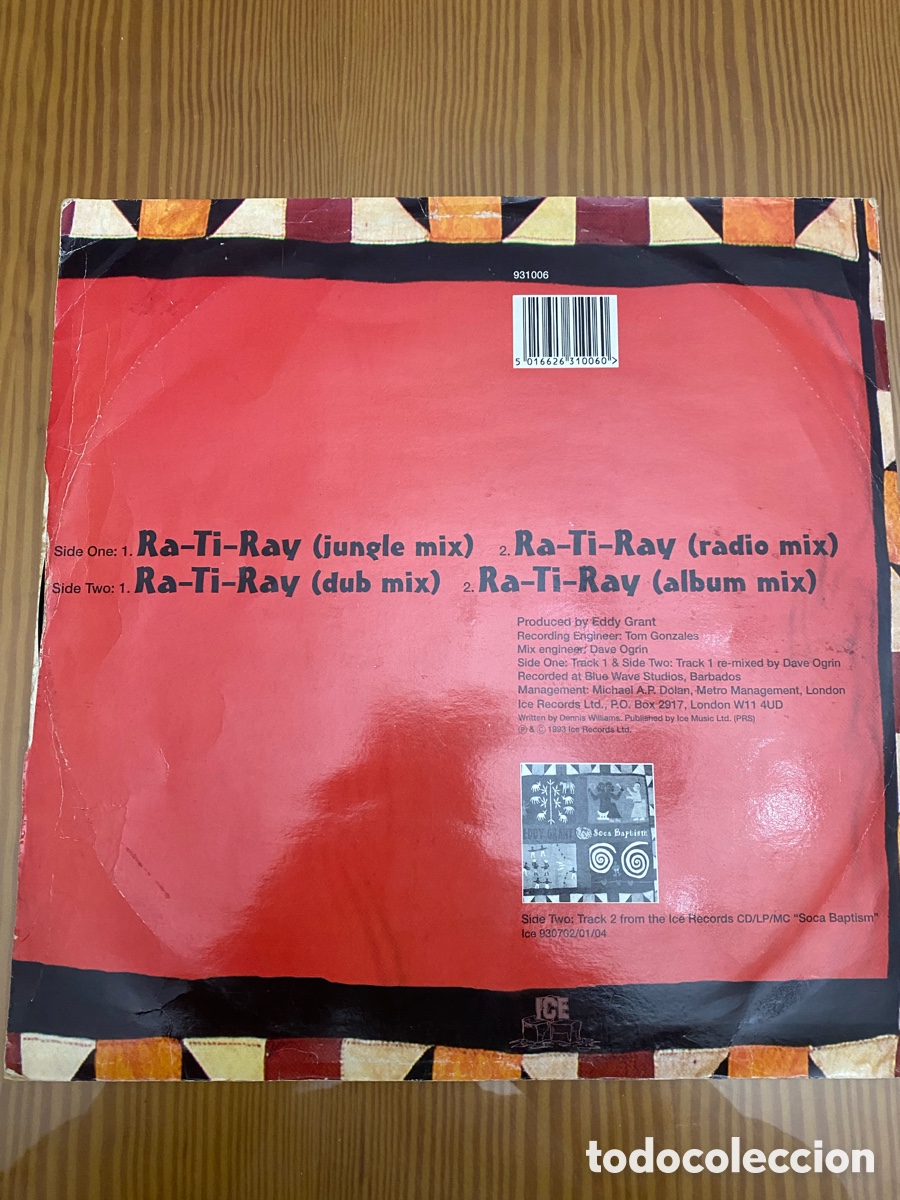 Discos de vinilo: Disco de Vinilo (Maxi) Eddy Grant &ldquo;Ra-Ti-Ray&rdquo; - Foto 2