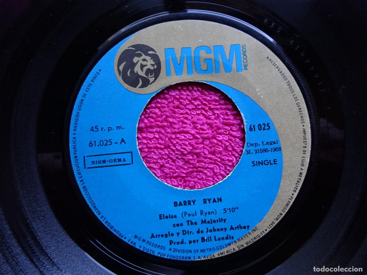 Discos de vinilo: barry ryan eloise 1968 mgm 61025 - Foto 2