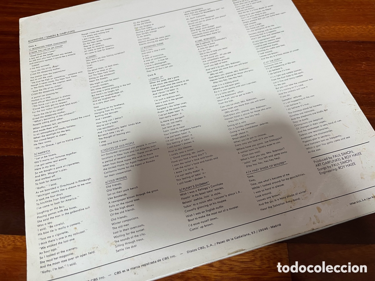 Discos de vinilo: Sim&oacute;n & Garfunkel - Bookends (PROMO) - Foto 5