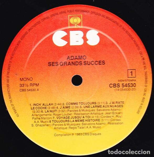 Discos de vinilo: Adamo &ndash; Ses Grands Succ&egrave;s - Foto 3