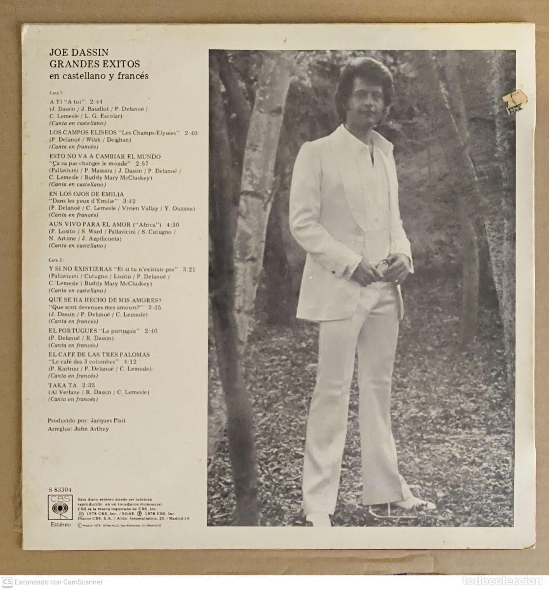 Discos de vinilo: JOE DASSIN (GRANDES EXITOS en castellano y franc&eacute;s) LP 1978 - Foto 2