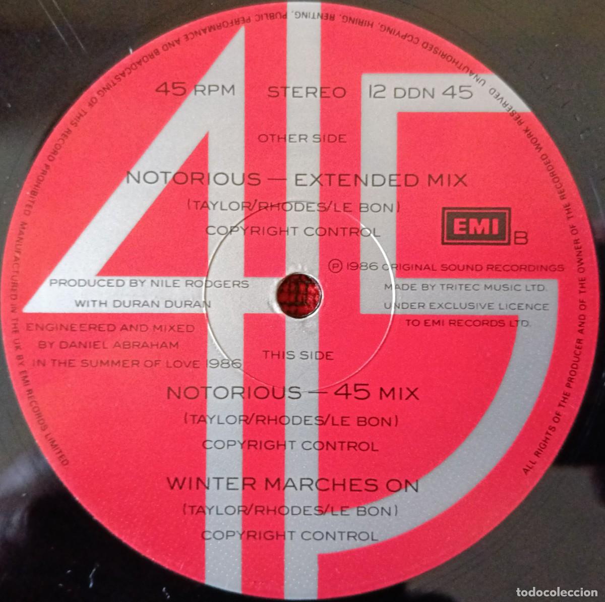 Discos de vinilo: DURAN DURAN ** Notorious ** MAXI SINGLE VINILO 1986 UK - Foto 3