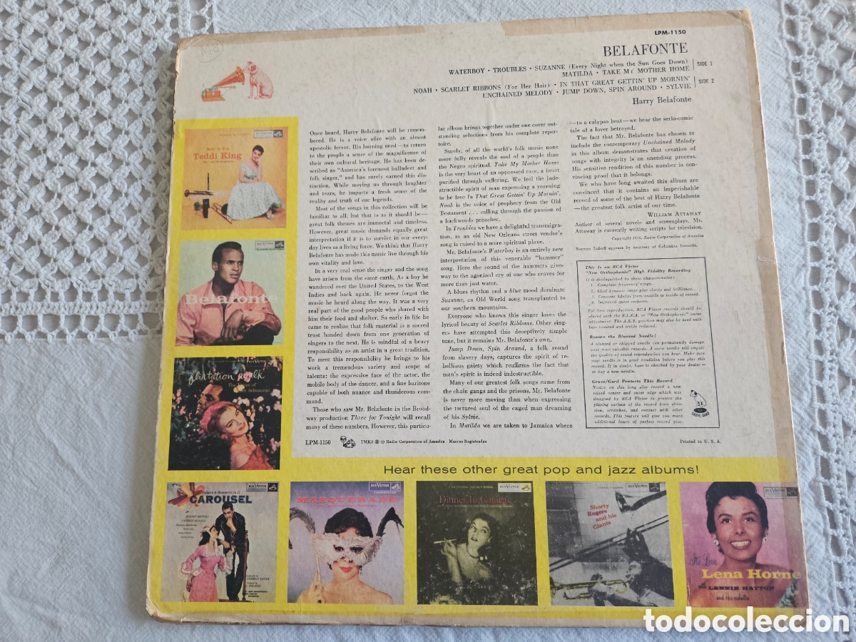 Discos de vinilo: HARRY BELAFONTE RCA VICTOR LPM-1150 - Foto 3