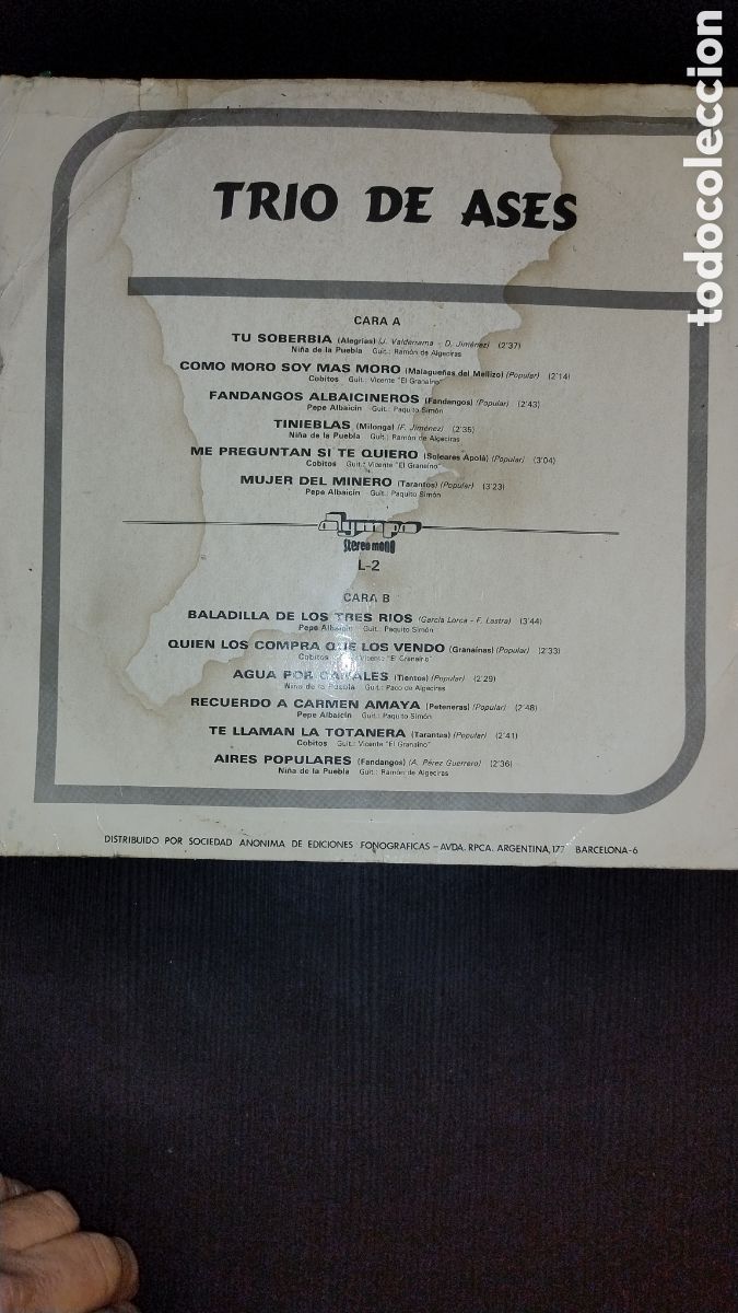 Discos de vinilo: Tr&iacute;o de ases LP flamenco - Foto 2