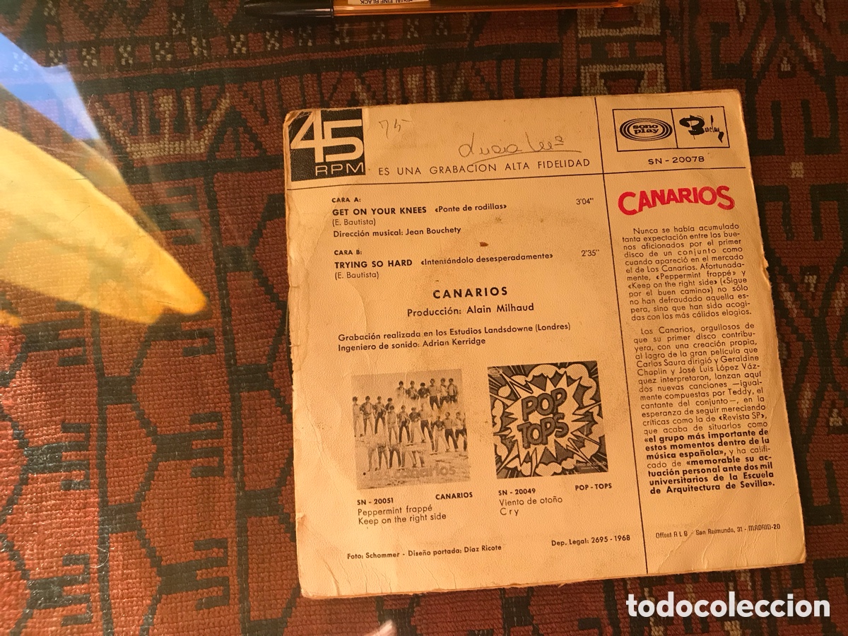 Discos de vinilo: Canarios. Get on your knees. Trying so hard - Foto 2