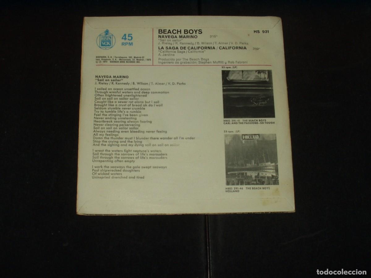 Discos de vinilo: BEACH BOYS SINGLE NAVEGA MARINO - Foto 2