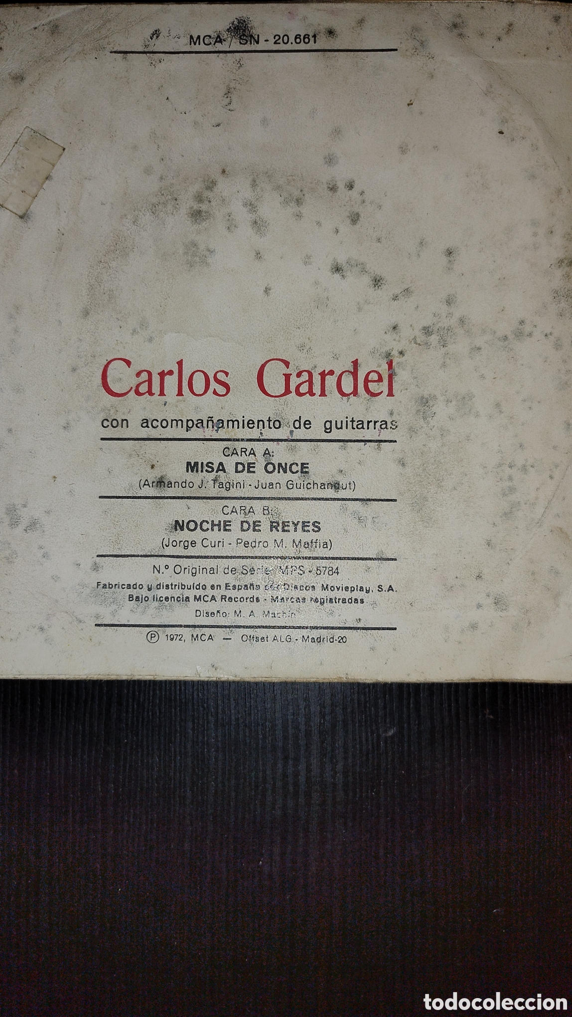 Discos de vinilo: Carlos Gardel disco cuarenta y cinco rpm - Foto 2