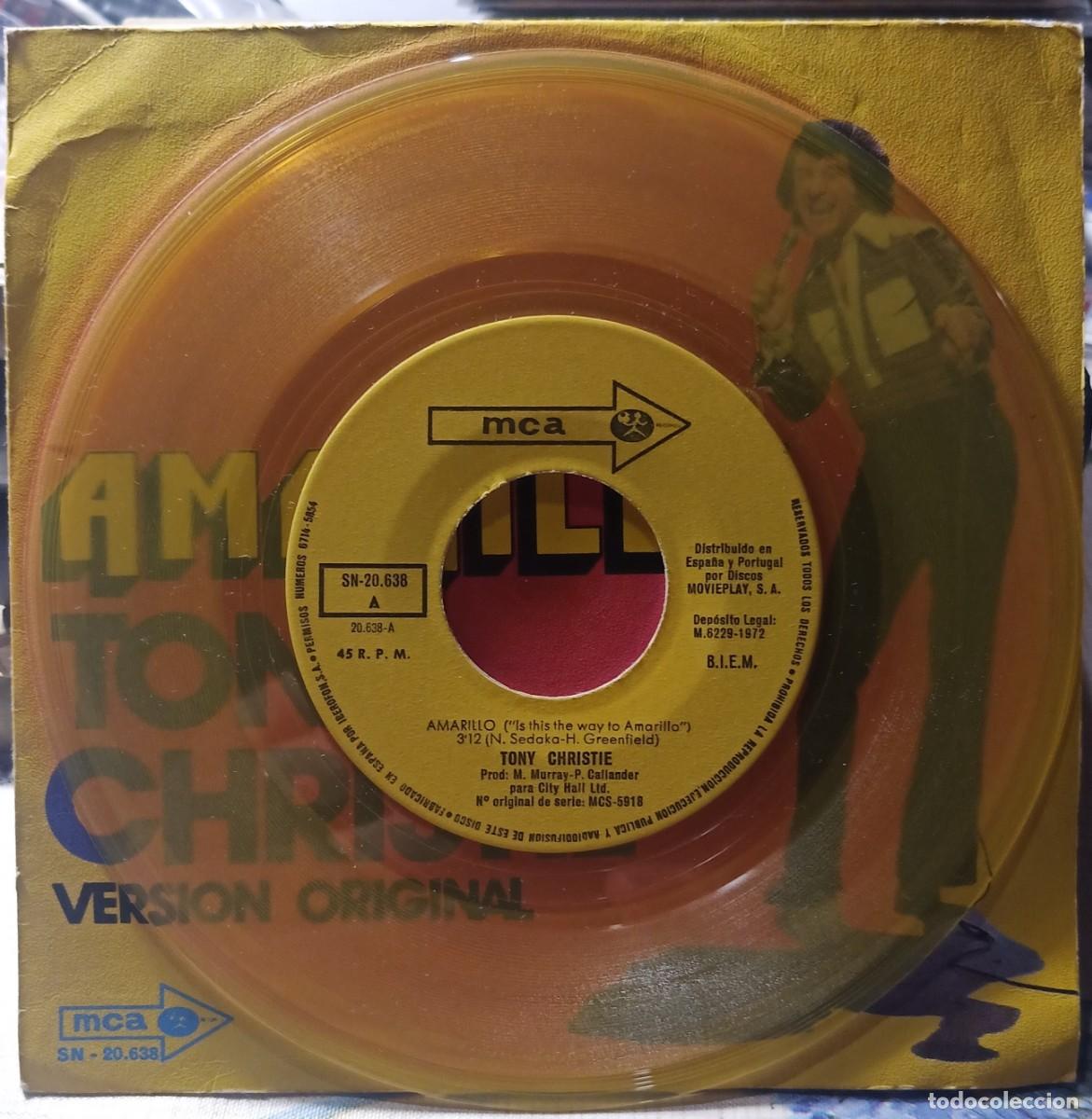 Discos de vinilo: Tony Christie. Amarillo. Vinilo single. - Foto 3