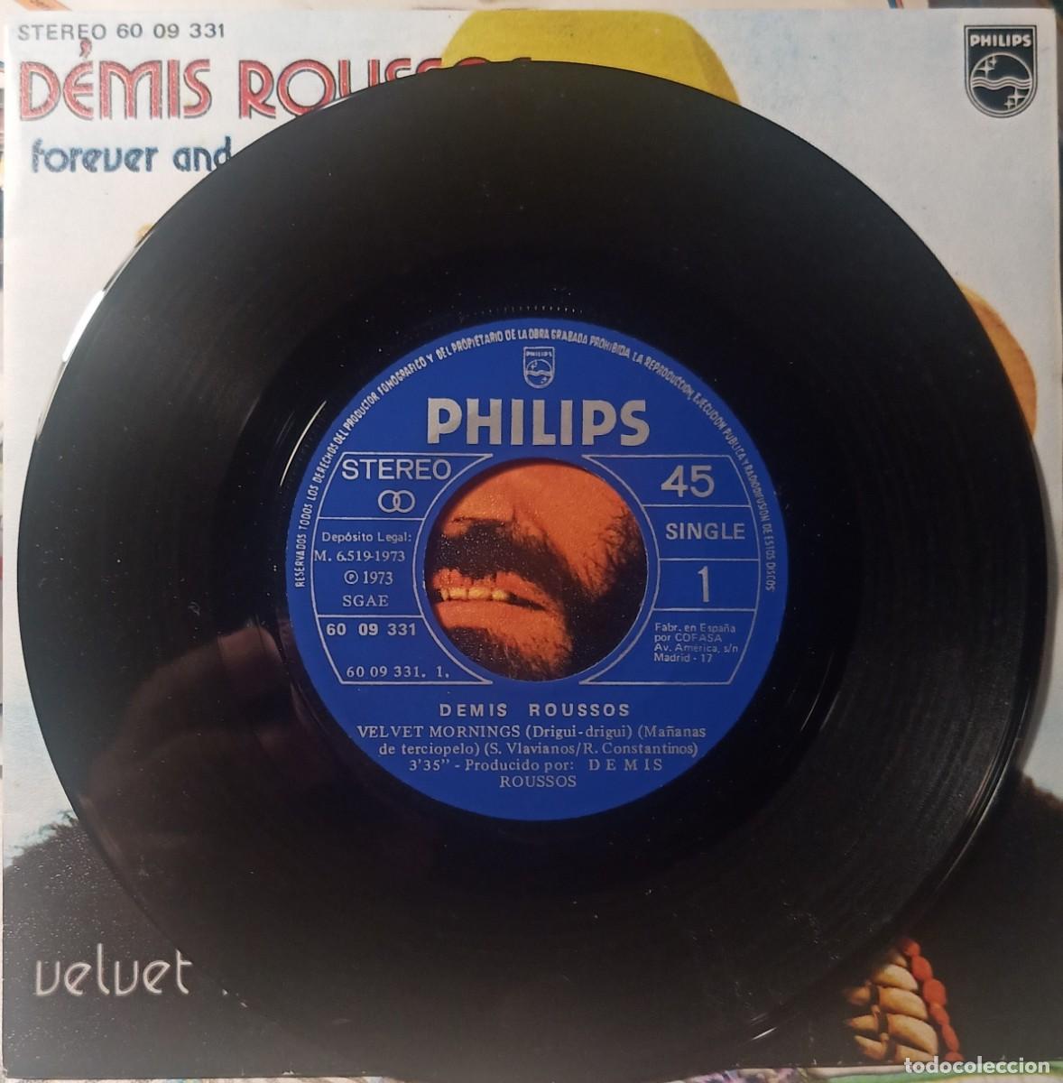 Discos de vinilo: Demis Roussos. Velvet mornings. Vinilo single. - Foto 3