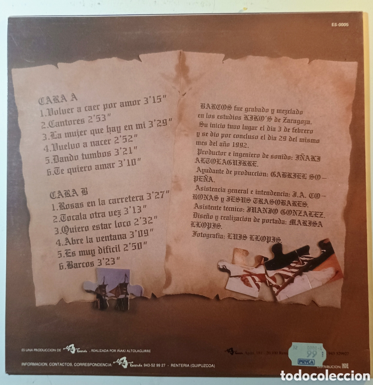 Discos de vinilo: EL FRENTE - BARCOS - 1992 - Foto 2