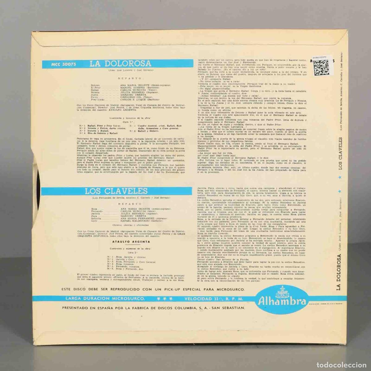 Discos de vinilo: LP. Argenta &ndash; La Dolorosa / Los Claveles - Foto 2