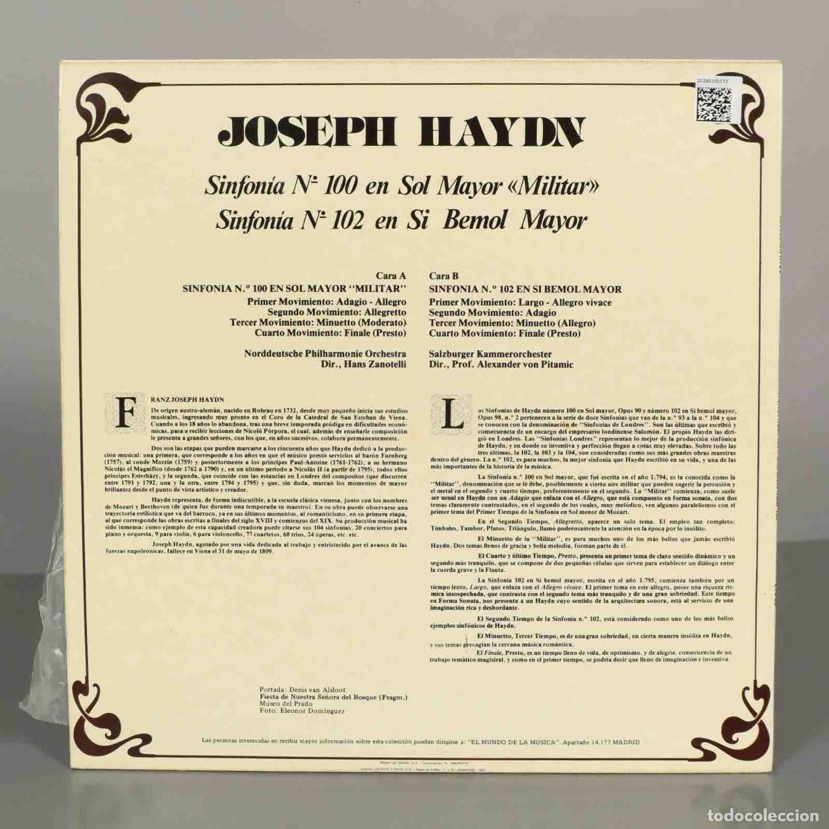 Discos de vinilo: LP. HAYDN Sinfonia N&ordm; 100 102 - Foto 2