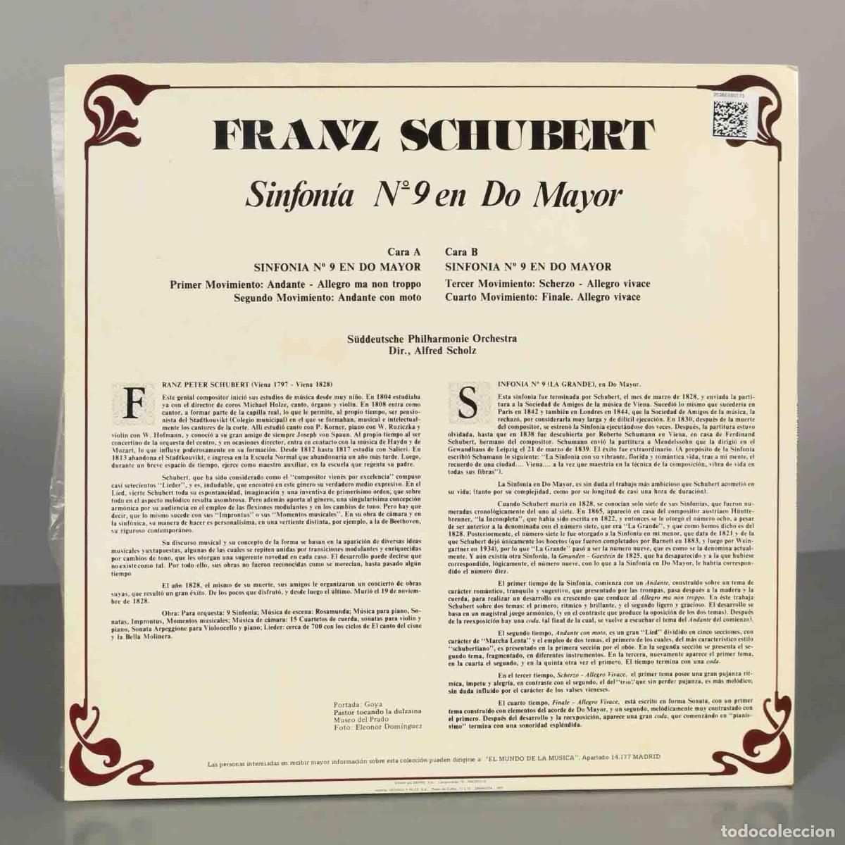 Discos de vinilo: LP. SCHUBERT Sinfonia N9 en Do Mayor Scholz - Foto 2