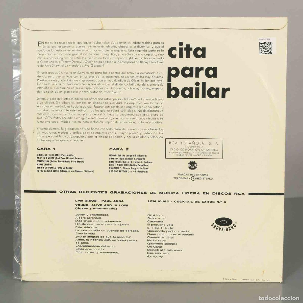 Discos de vinilo: LP. cita para bailar - Foto 2
