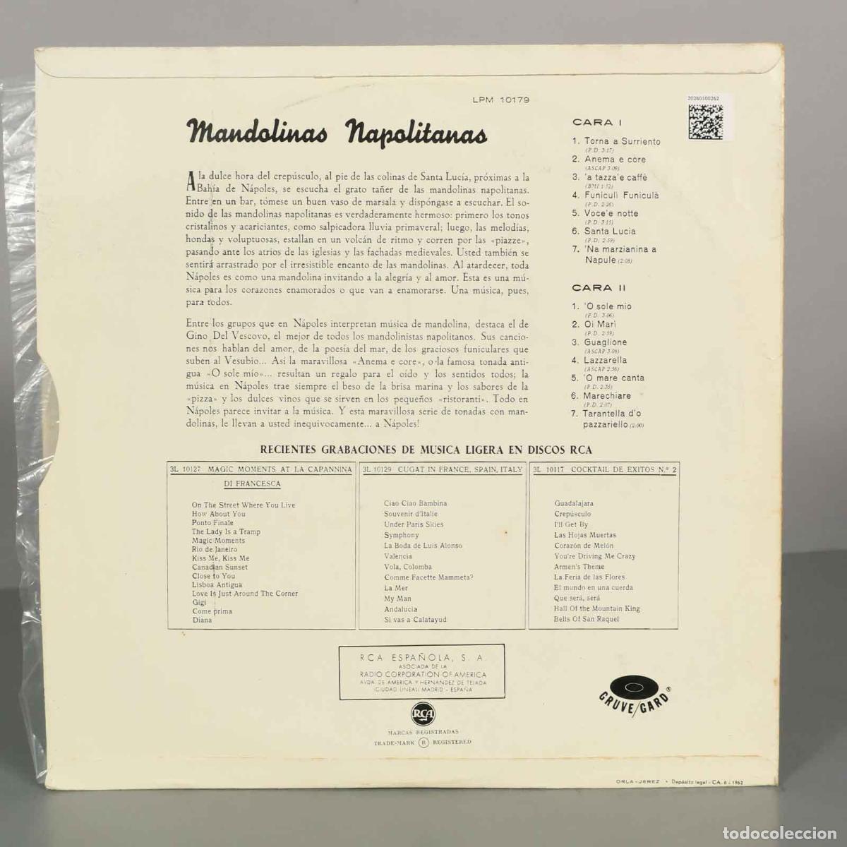 Discos de vinilo: LP. MANDOLINAS NAPOLITANAS - Foto 2