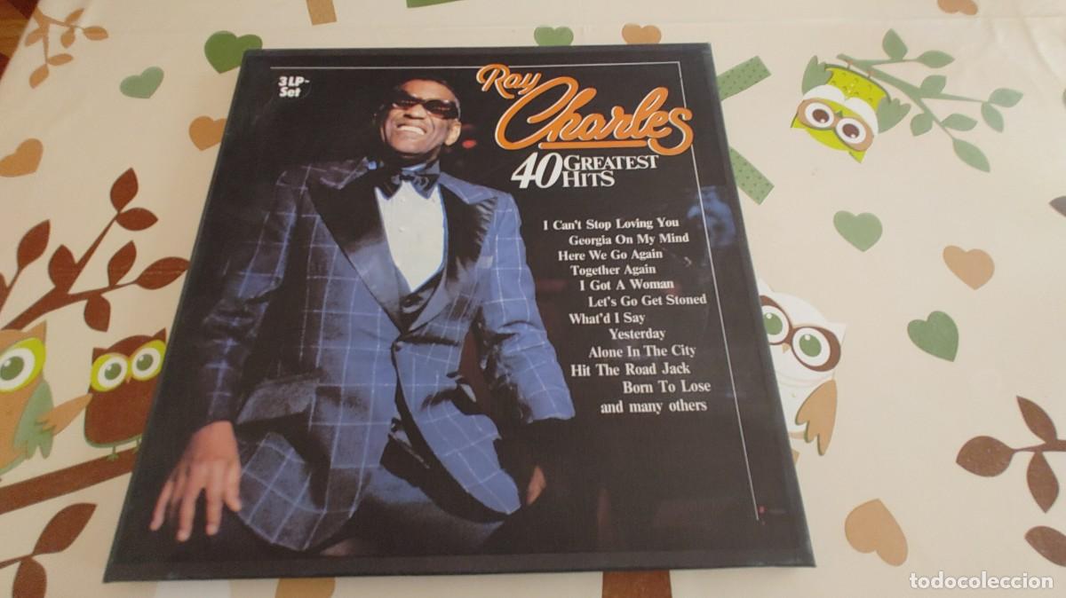 Discos de vinilo: RAY CHARLES-BOX 3 LP SET-40 GREATEST HITS - Foto 2