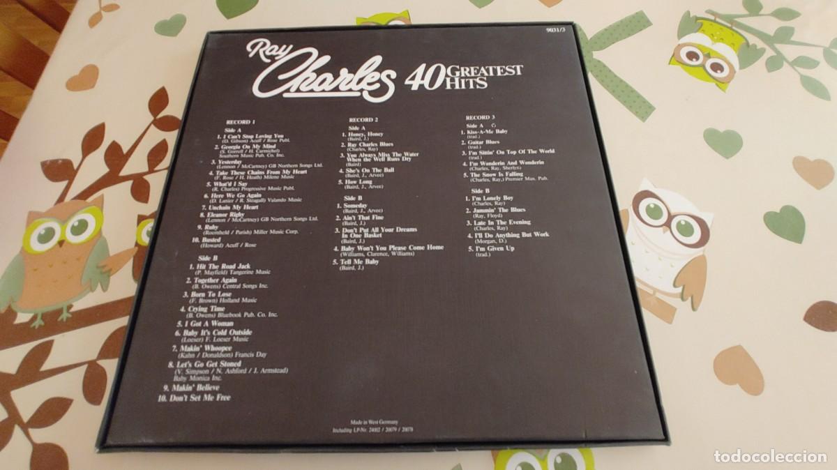 Discos de vinilo: RAY CHARLES-BOX 3 LP SET-40 GREATEST HITS - Foto 3