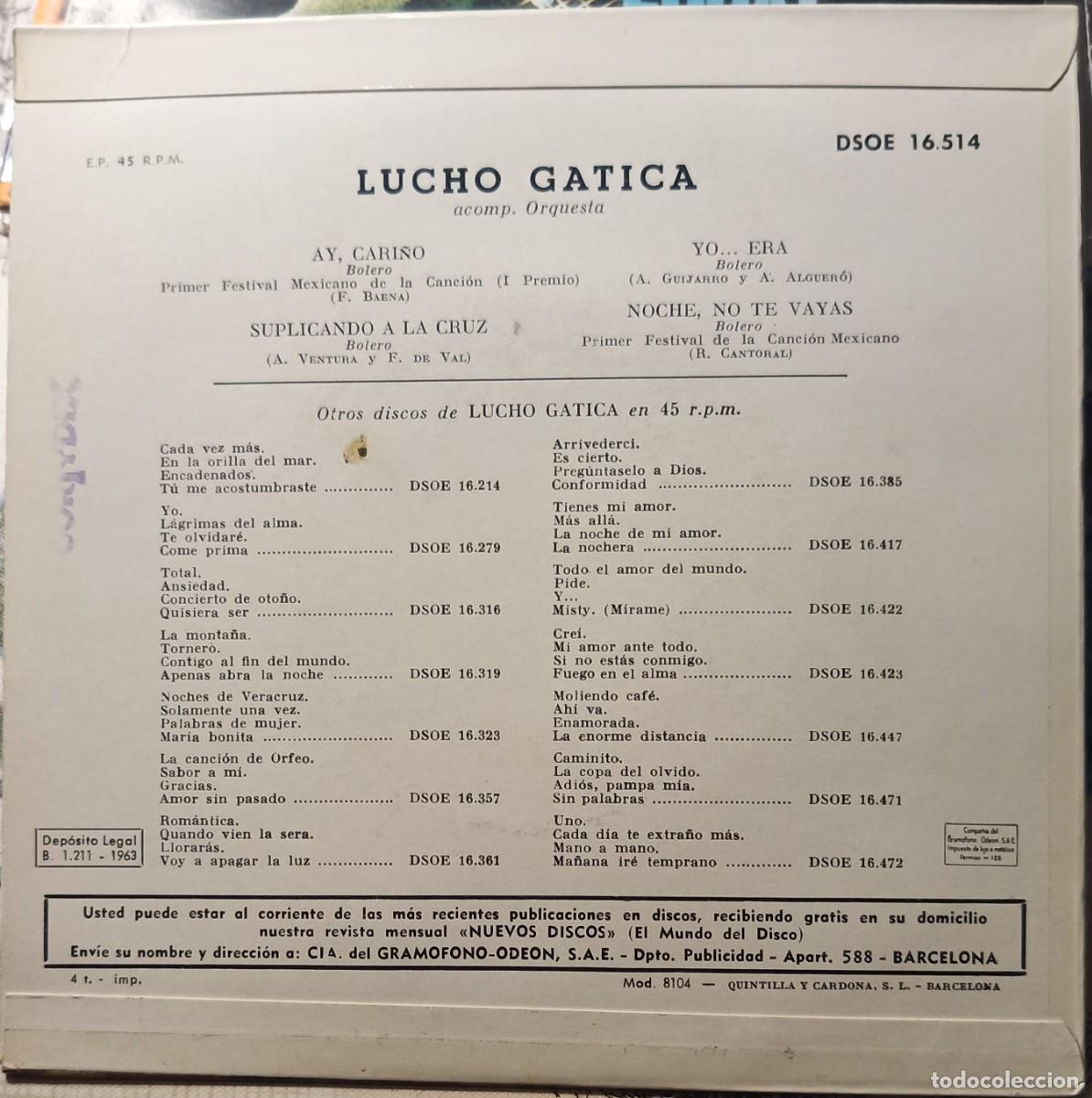 Discos de vinilo: Lucho Gatica. Vinilo single EP. - Foto 2