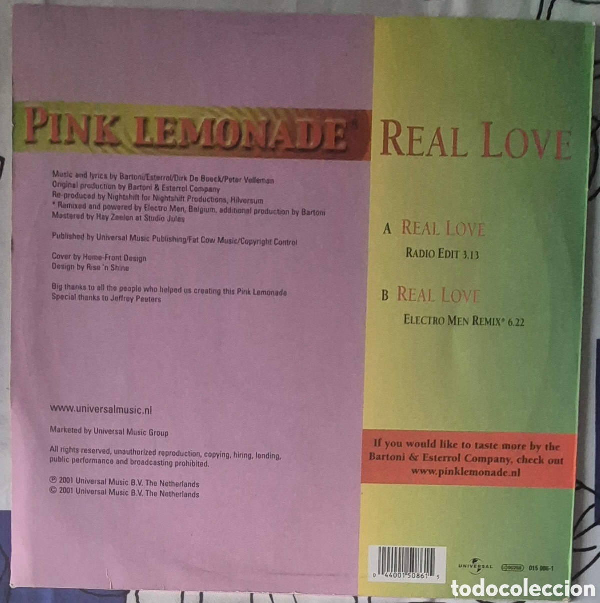 Discos de vinilo: MAXI - PINK LEMONADE - REAL LOVE - 2001 HOLANDA - Foto 2