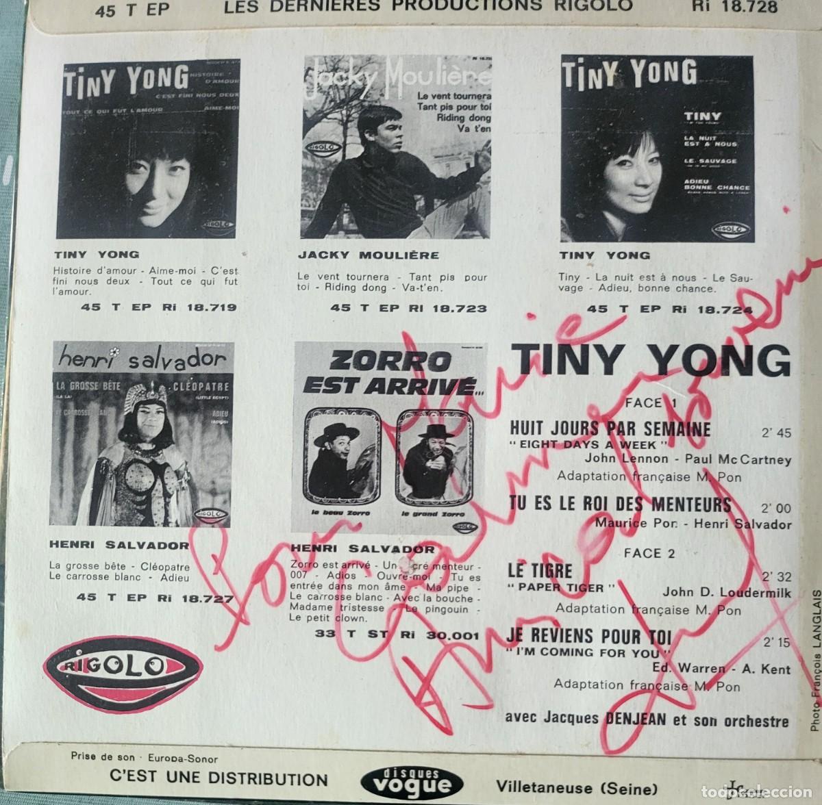 Discos de vinilo: Tiny Yong Ep sello Rigolo editado en Francia... - Foto 2