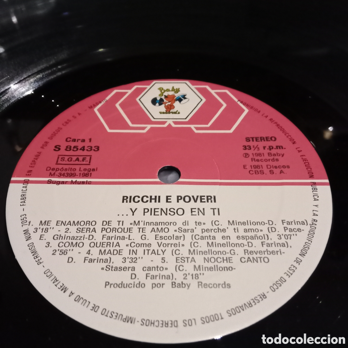 Discos de vinilo: RICCHI E POVERI - ...Y PIENSO EN TI - LP - Foto 4