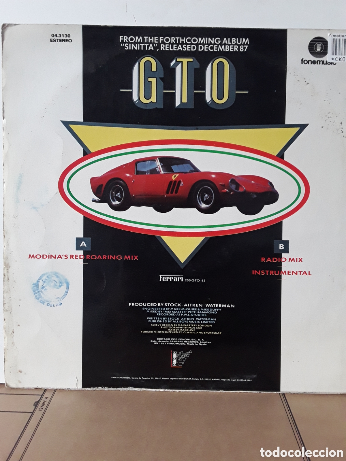 Discos de vinilo: Sinitta &lrm;&ndash; GTO (Modinas Red Roaring Mix) - Foto 2