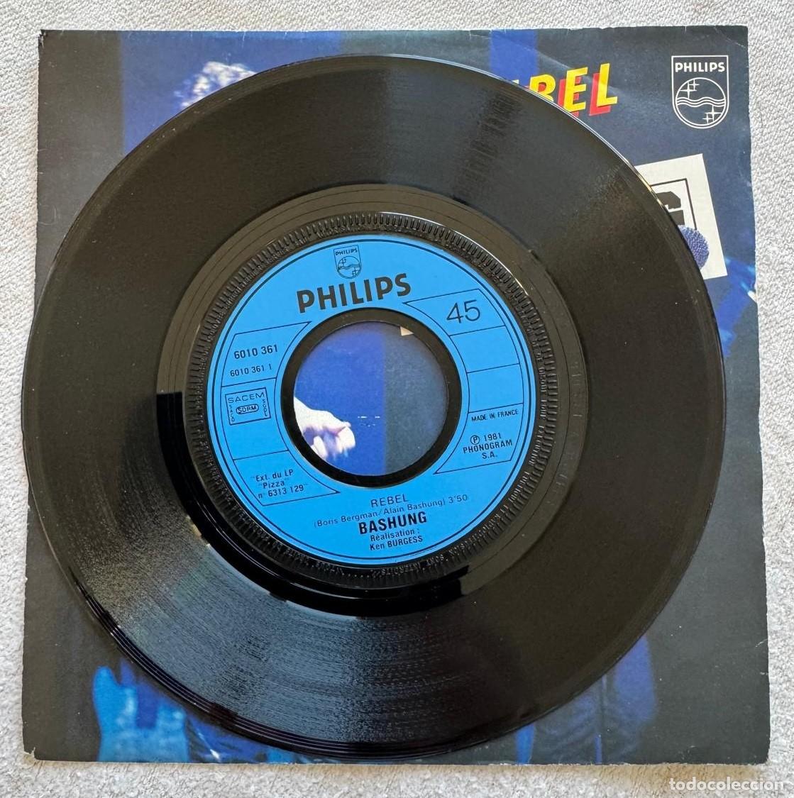 Discos de vinilo: Alain Bashung 45t Rebel VG++ EX - Foto 2