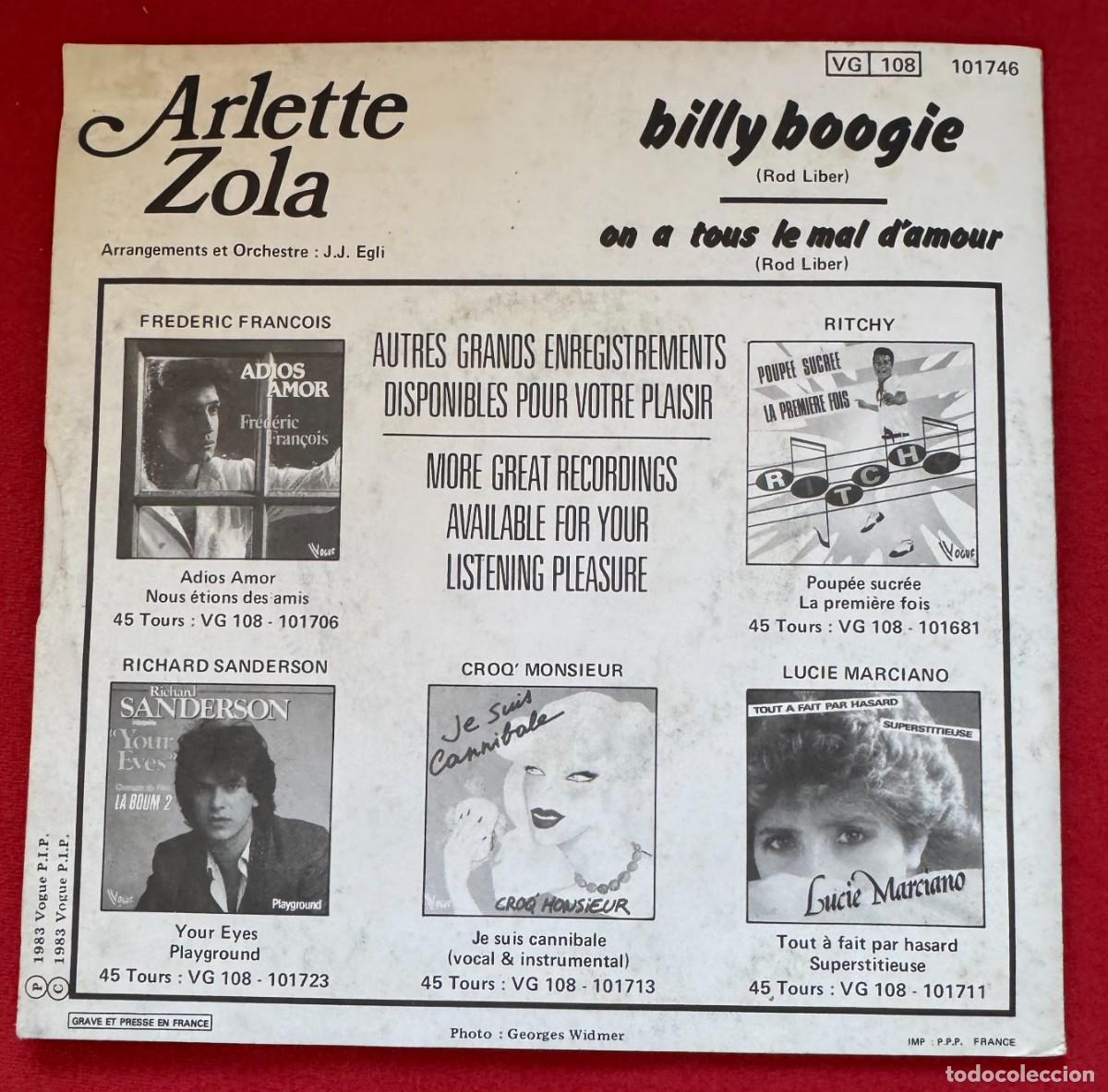 Discos de vinilo: arlette zola 45t Billy boogie EX EX - Foto 3