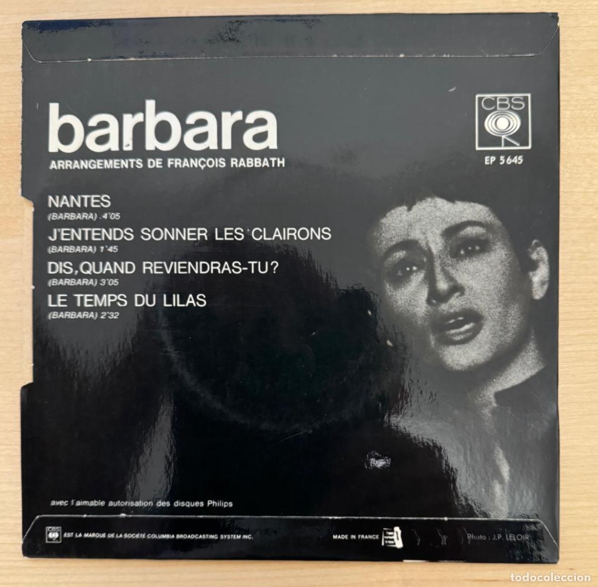 Discos de vinilo: Barbara 45t Nantes EXEX Single - Foto 2