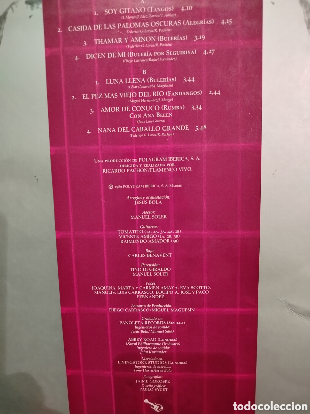 Discos de vinilo: Camar&oacute;n LP Soy Gitano - Foto 3