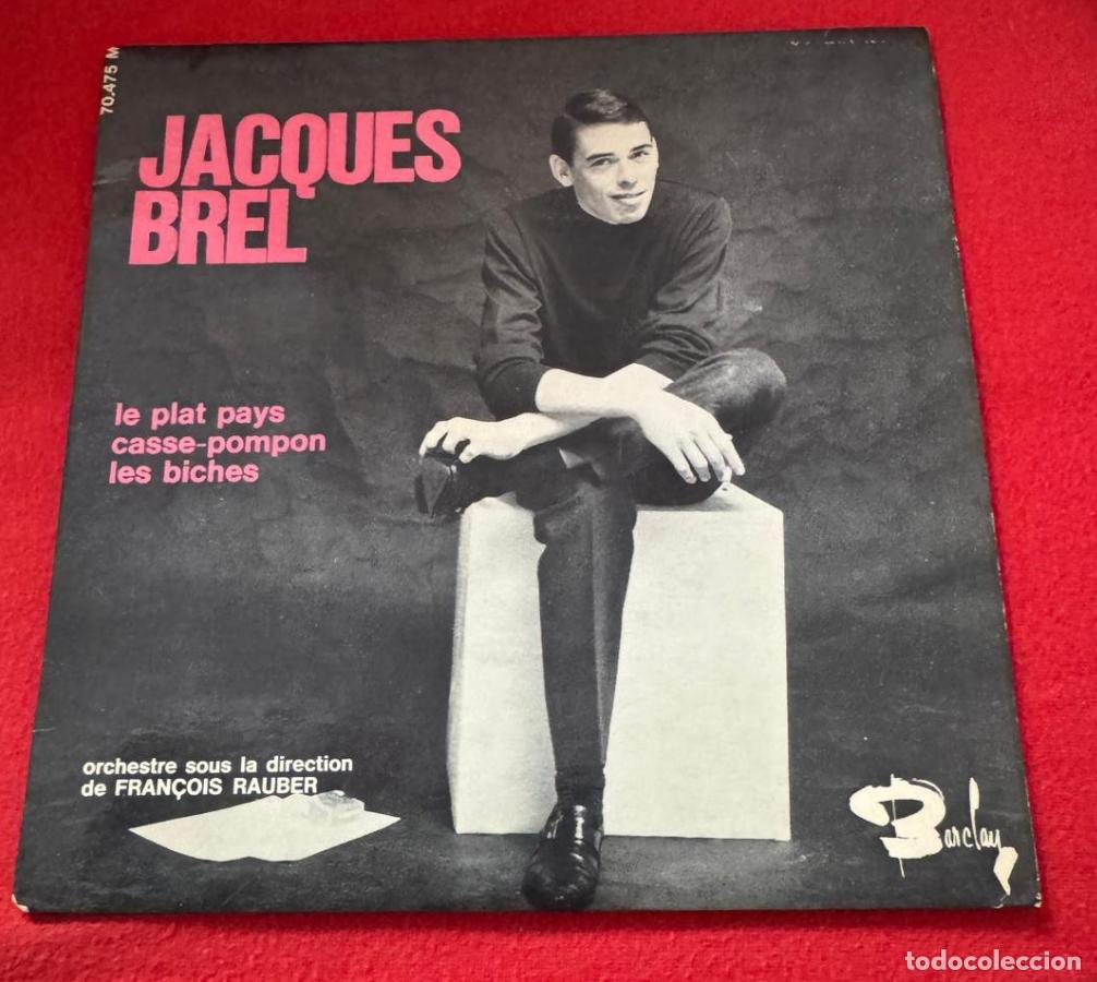 Discos de vinilo: Jacques Brel 45t Le pays plat EX EX single - Foto 1