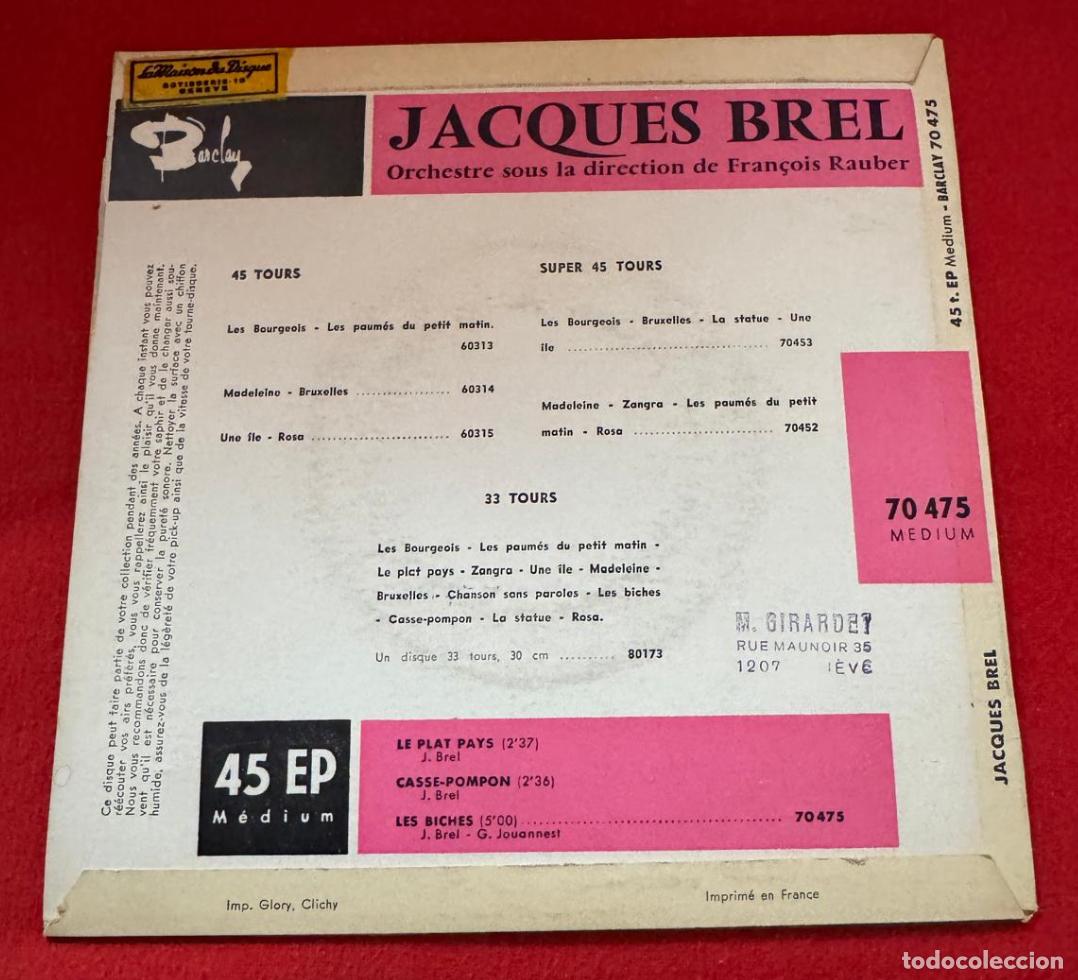Discos de vinilo: Jacques Brel 45t Le pays plat EX EX single - Foto 2