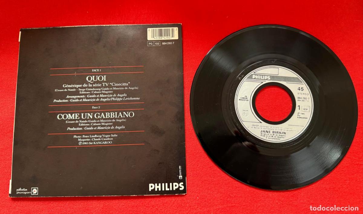 Discos de vinilo: Jane Birkin 45t Quoi EX EX single - Foto 2