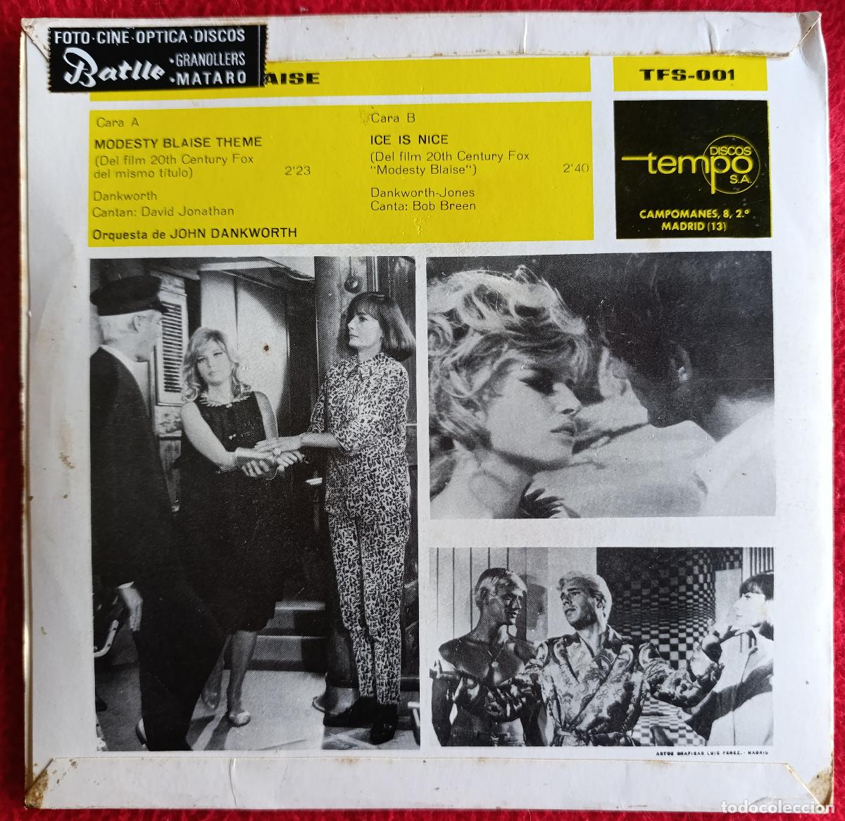 Discos de vinilo: MODESTY BLAISE 7&rdquo; 1966 SOUNDTRACK MOD JAZZ - Foto 2