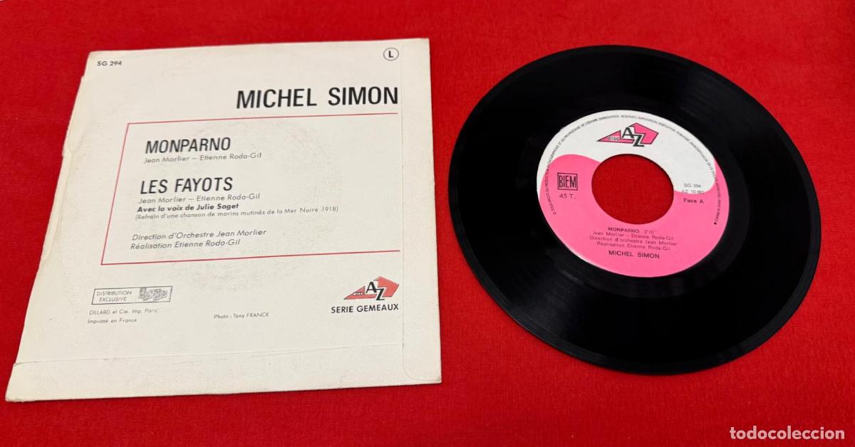 Discos de vinilo: Michel Simon 45t Monparno ex ex single - Foto 2