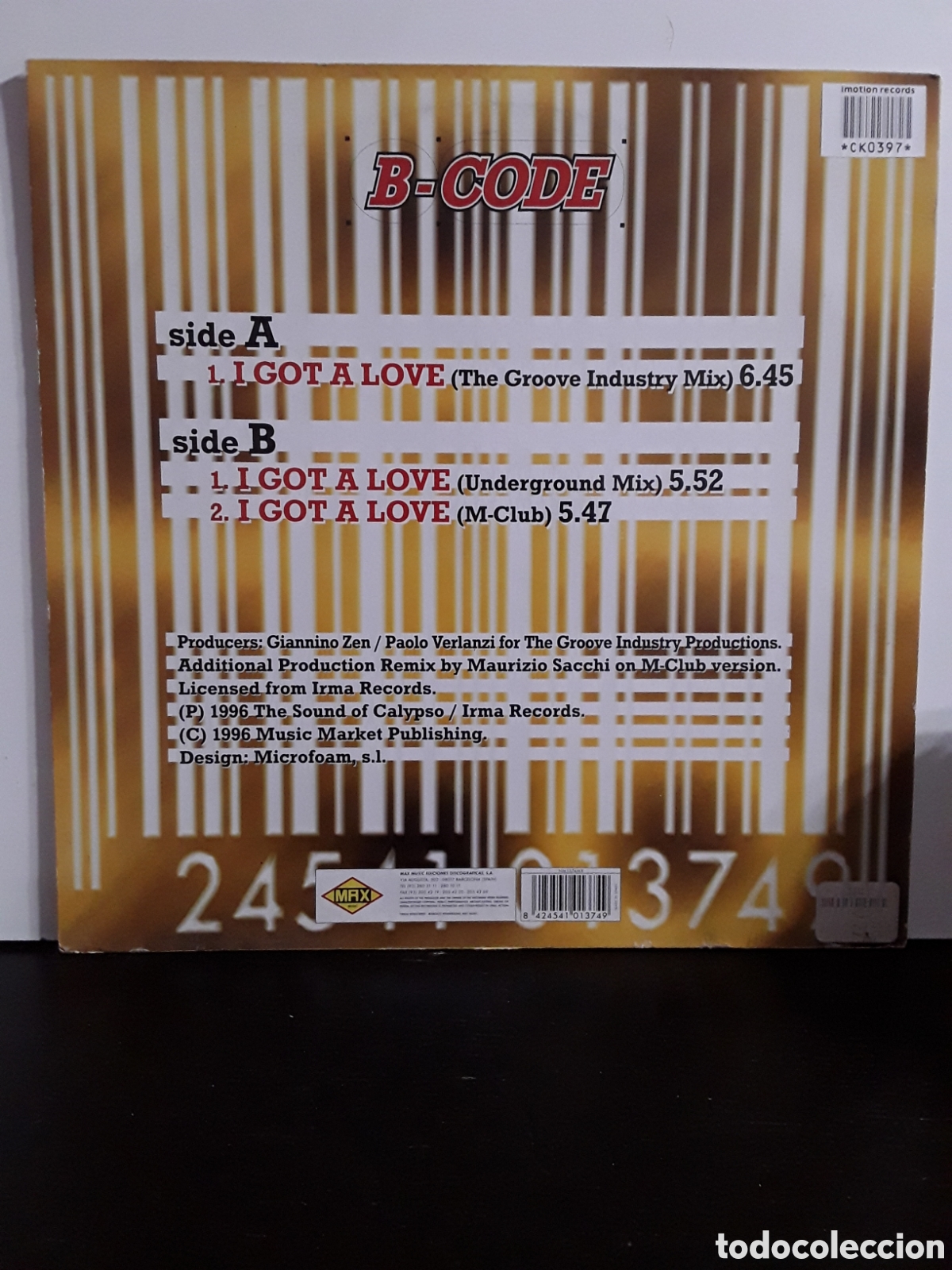 Discos de vinilo: B-Code &lrm;&ndash; I Got A Love - Foto 2