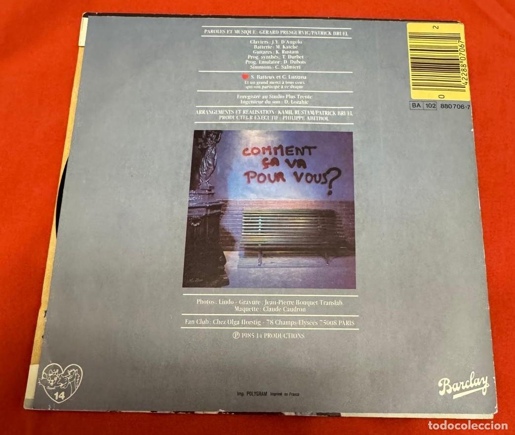 Discos de vinilo: Patrick Bruel 45tJattends lola EX EX - Foto 2