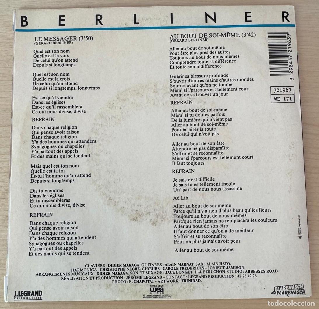 Discos de vinilo: Berliner 45t Le message EX EX - Foto 2