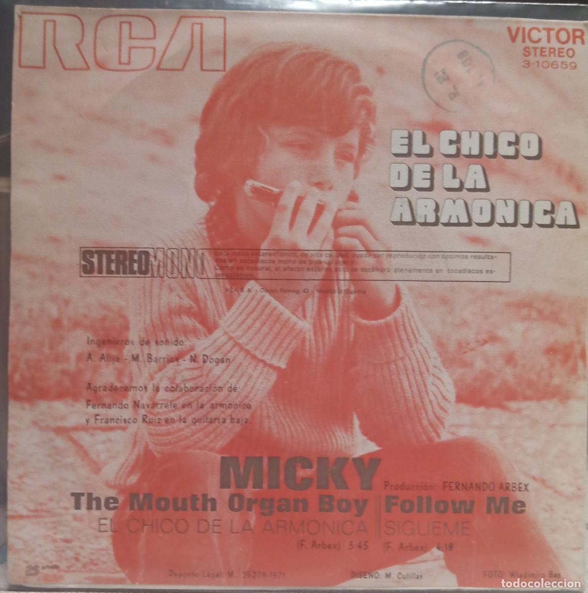 Discos de vinilo: Micky. El chico de la arm&oacute;nica. Vinilo single. - Foto 2