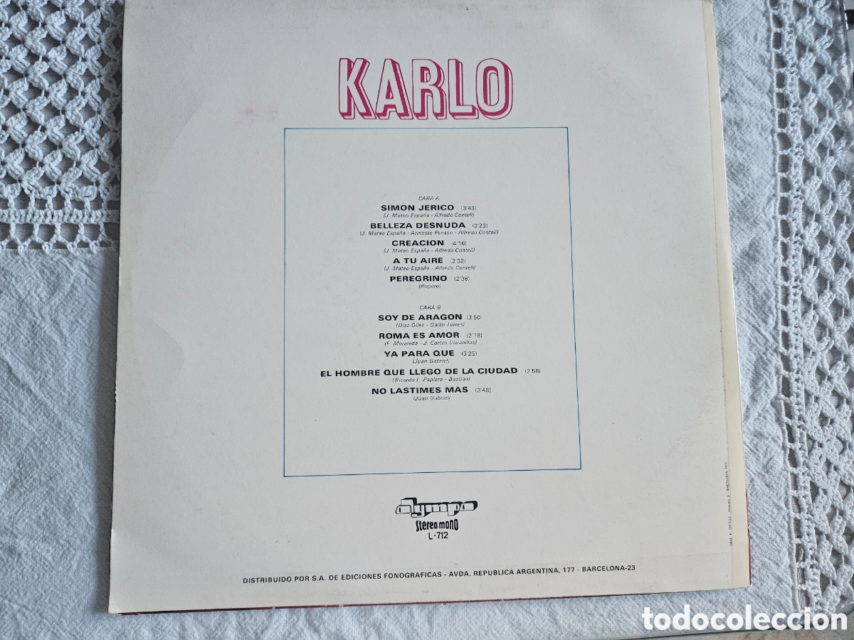 Discos de vinilo: LP Karlo soy de Arag&oacute;n - Foto 3
