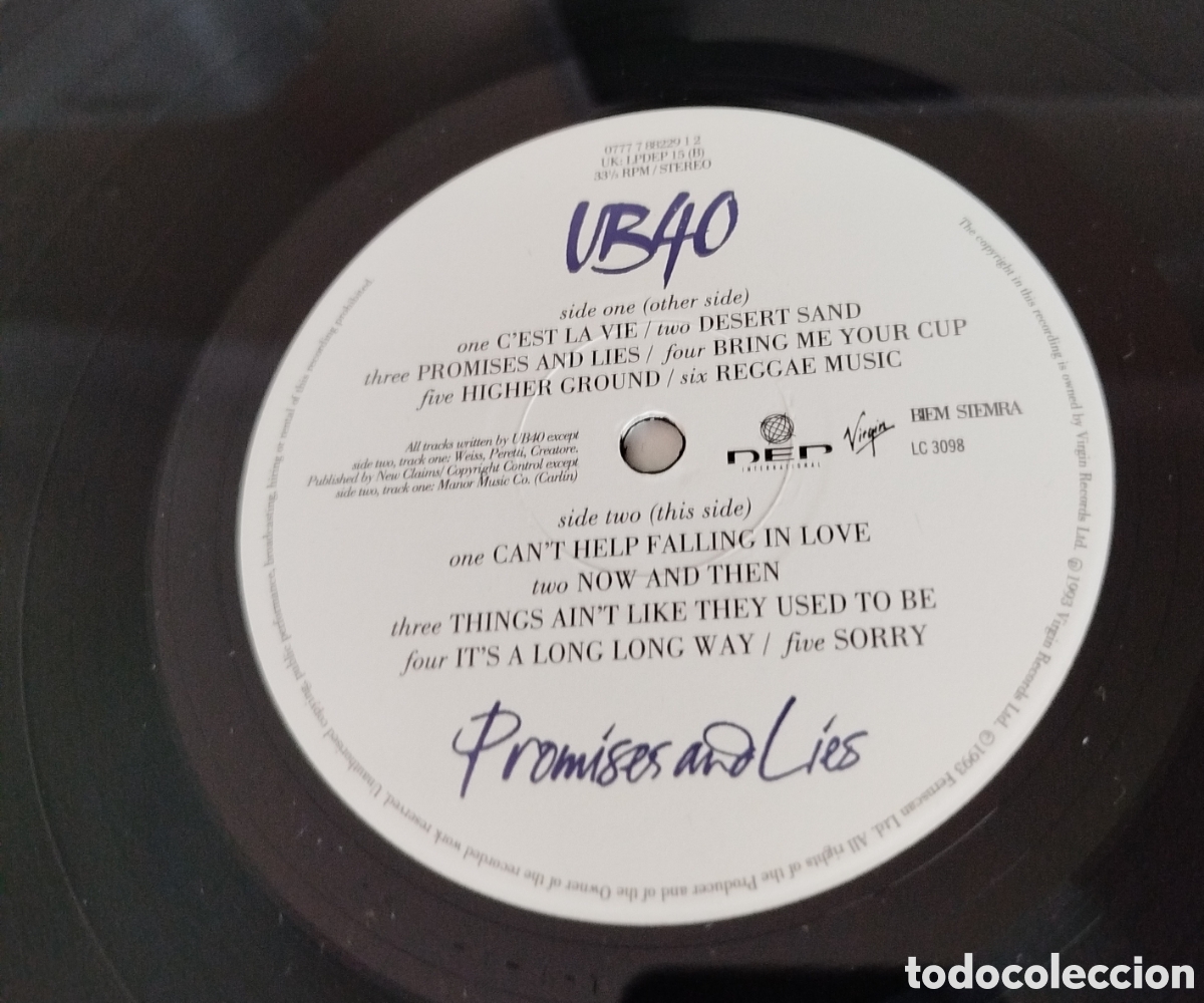 Discos de vinilo: UB40 - Promises and lies - Foto 3