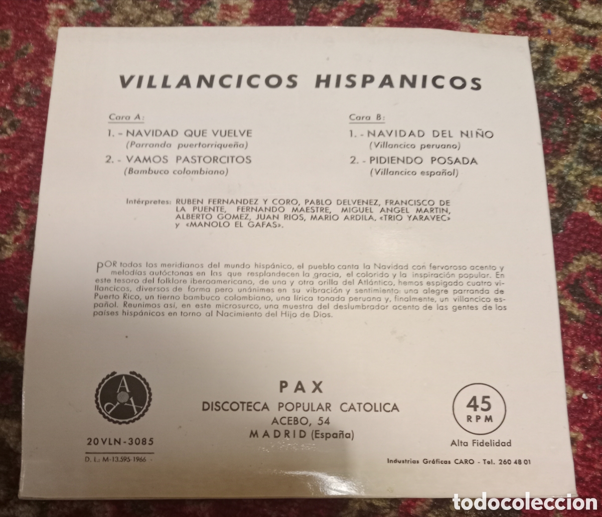 Discos de vinilo: Varios - Villancicos Hispanos - Foto 2