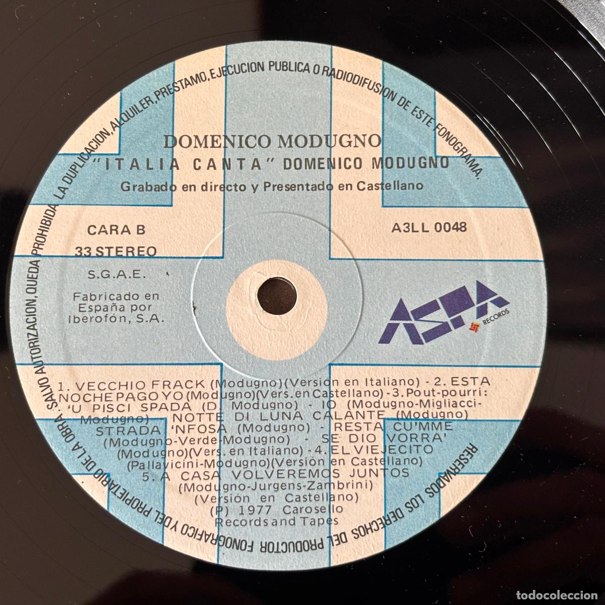 Discos de vinilo: Italia canta Vol 5. Domenico Modugno. - Foto 3